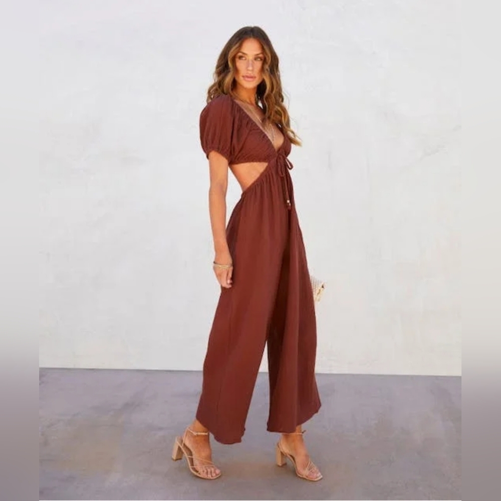 Anthropologie By Astr The Label Gauze Cut Out Jumpsuit